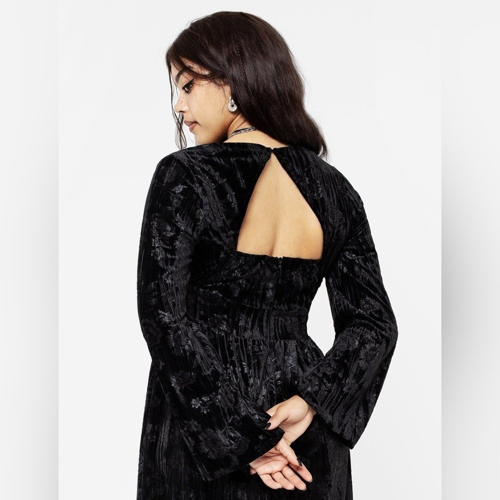 NWT Disturbia Womens Black Velour Floral Dark Romantic Goth Corset Midi Dress 10 - Picture 6 of 12